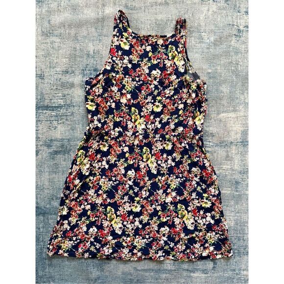 Forever 21 Plus Size Navy Blue Floral Sleeveless Mini Dress w Pockets Size 2X - Picture 2 of 8